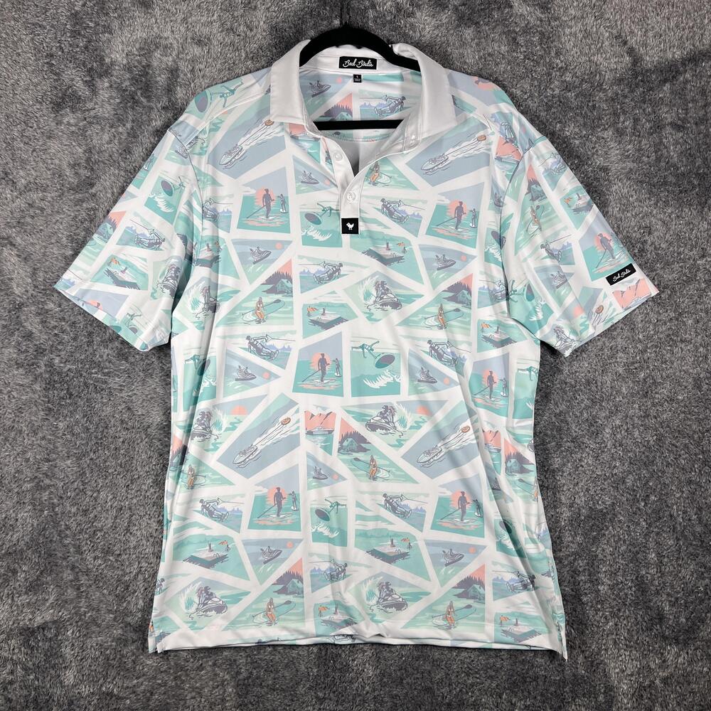 Bad Birdie Polo Shirt Mens L White Graphic Print Golf Performance Stretch